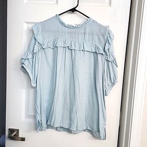 Beach babe! New Aqua flowy LOFT top with ruffles.